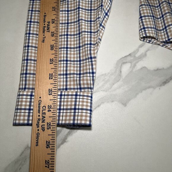 Paisley & Gray Shirt Mens XL Blue Beige Plaid 100% Cotton Slim Fit Button-Up NWT - Picture 7 of 12